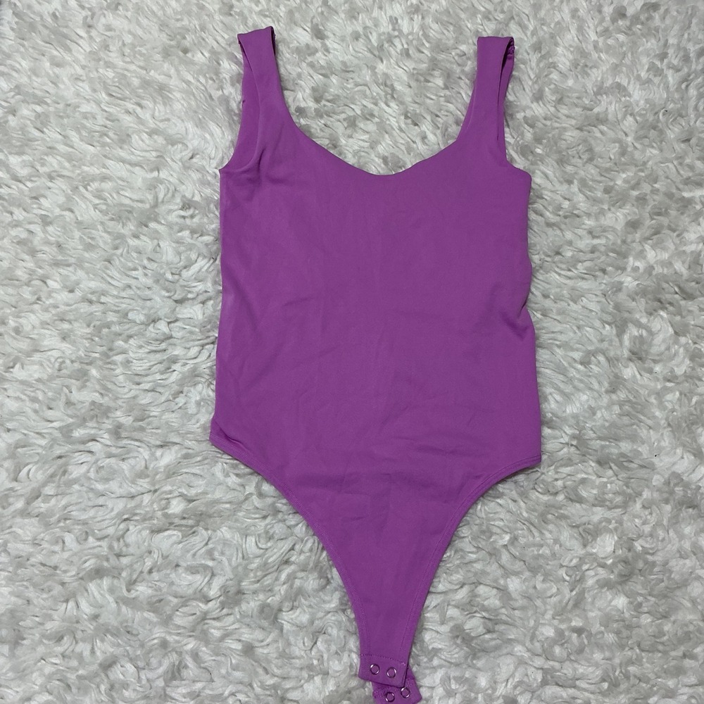 Free People Intimately Bodysuit Purple Scoop Neck Thong Snap XS/S Sleeveless Top